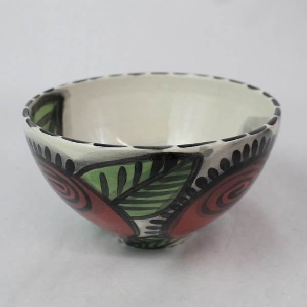 Set of 2 Hand-Painted Rose Design Ceramic Soup Bowls, 6" Diameter