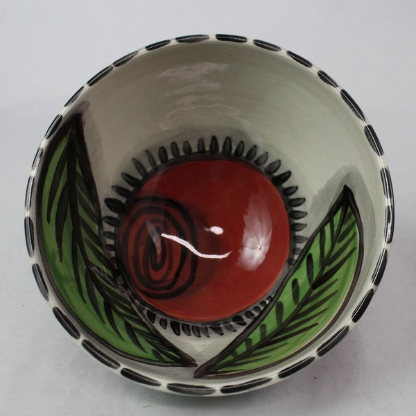 Set of 2 Hand-Painted Rose Design Ceramic Soup Bowls, 6" Diameter