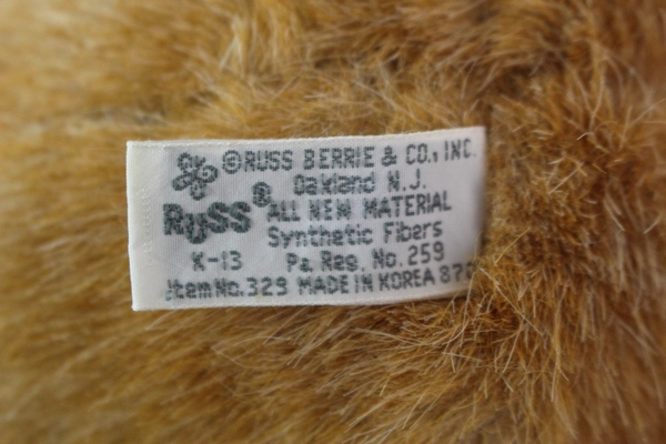 Vintage Russ Brown Bear Kensington Plush 10" Soft Collectible Toy No Scarf