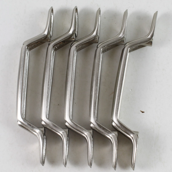 Lot of 5 Modern Brushed Silver Cabinet Pulls with Screws - 5" Length