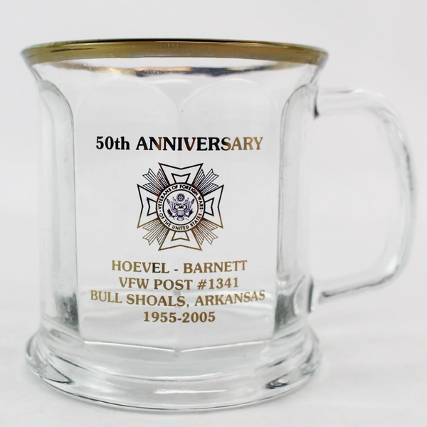 VFW 50th Anniversary Glass Mug Post #1341 Bull Shoals AR - Collectible Item