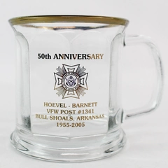 VFW 50th Anniversary Glass Mug Post #1341 Bull Shoals AR - Collectible Item