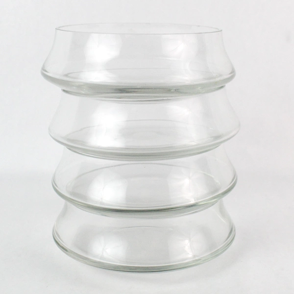 Set of 4 Clear Glass Wide Mouth Bowls 6" Diameter, Short Dessert Snack Bowls