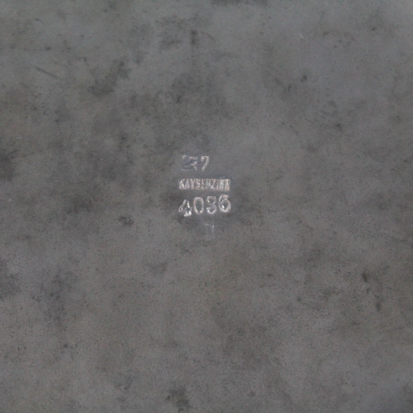 Antique Kayserzinn Pewter Footed Dish w Lid Handles Embossed Flowers 4036