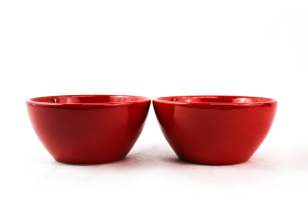 Set of 2 Red Ceramic Cereal Bowls by Blackhawk Marketing - Good Condition