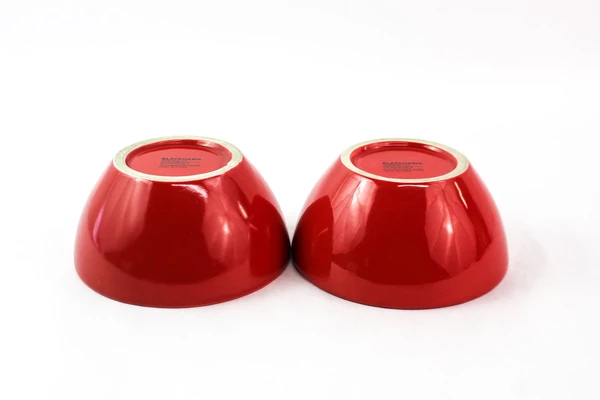 Set of 2 Red Ceramic Cereal Bowls by Blackhawk Marketing - Good Condition