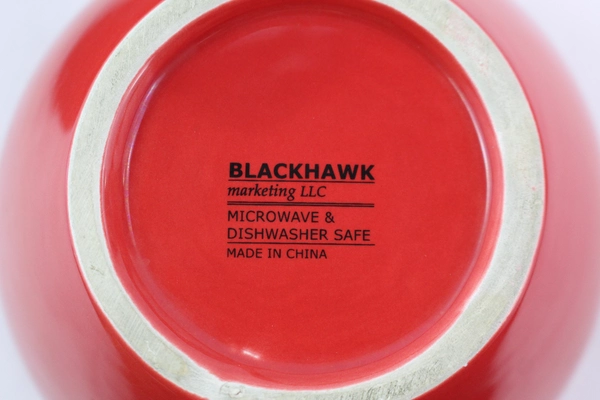 Set of 2 Red Ceramic Cereal Bowls by Blackhawk Marketing - Good Condition