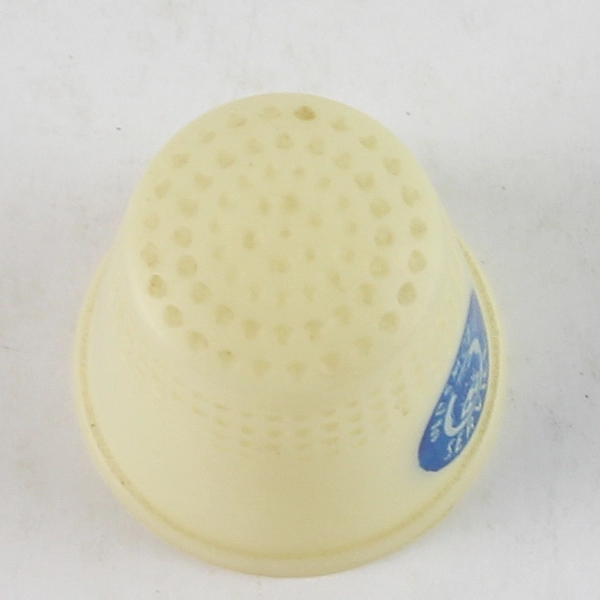 Advertising Thimble Oldsmobile Service Blue Print Cream Plastic Vintage