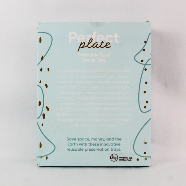 New Sealed Set of 3 Gourmer Perfect Plate Stackable Food Sealer Trays Blue