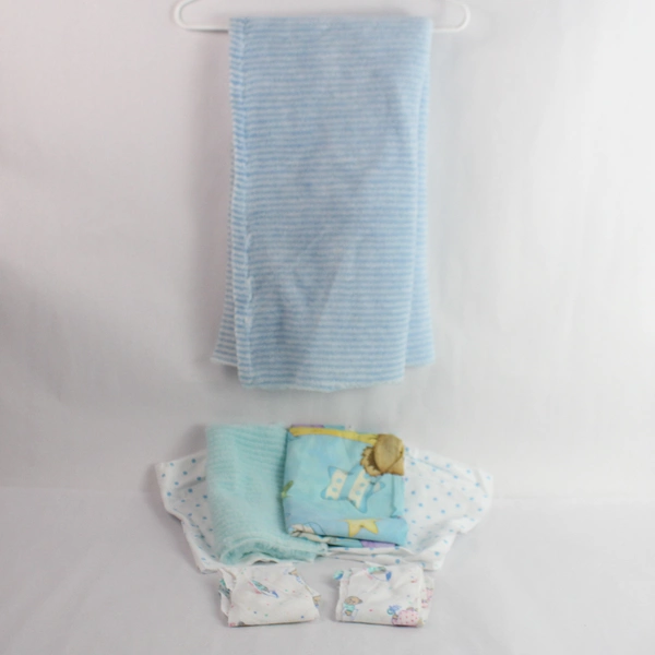 7 Piece Blue Baby Fabric Scrap Lot for DIY Crafting Projects