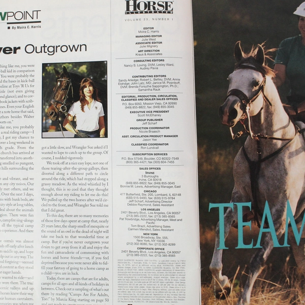 Vintage Horse Illustrated Magazine January 1999 Equestrian Collectible