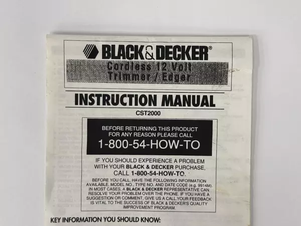 1999 Instruction Manual For Black & Decker 12 volt Cordless Trimmer/Edger