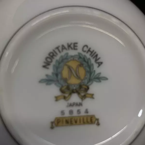 2 Vtg Noritake Pineville Cup Saucer Sets White Platinum Trim Pine Branches 5854