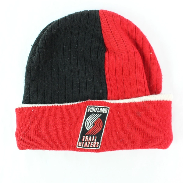 NBA Portland Trail Blazers Knit Beanie Hat - Red & Black - Pre-Owned Adult Size