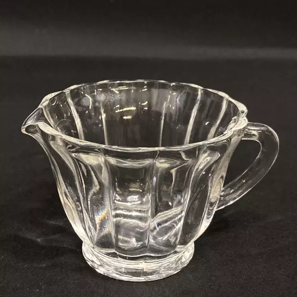Vintage Clear Glass Ribbed Creamer & Sugar Bowl Set - Elegant Dining Decor