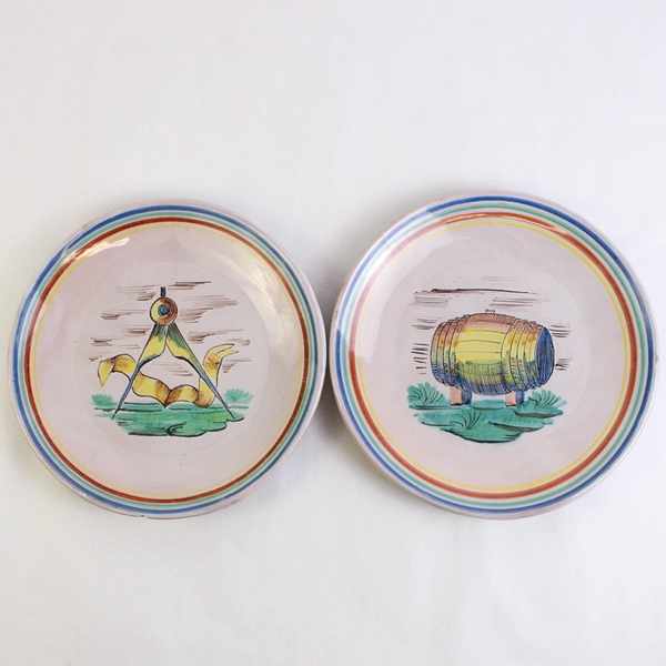 Set of 2 Colorful Hand-Painted Ceramic Plates 9.5" Made in Nove Italy