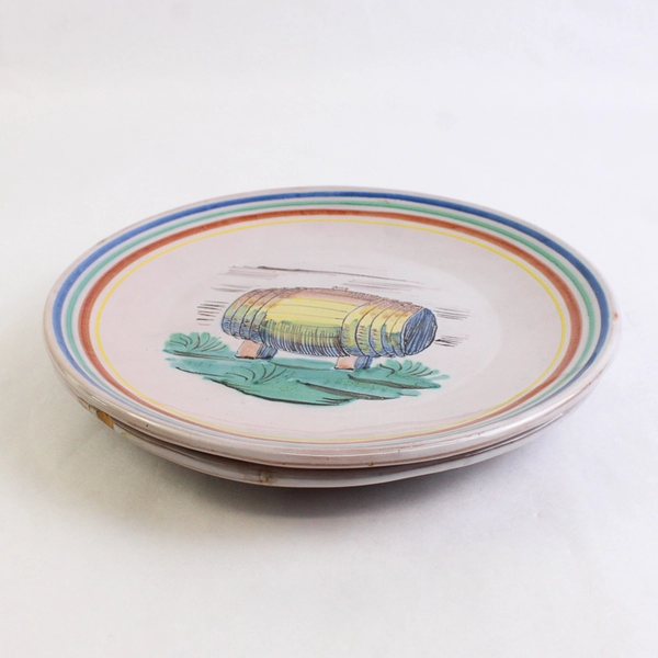 Set of 2 Colorful Hand-Painted Ceramic Plates 9.5" Made in Nove Italy
