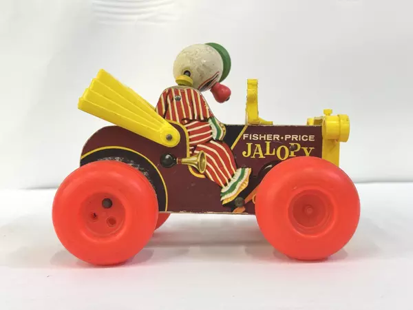 Vintage 1965 Fisher Price Jalopy Pull Toy 724 Clown Head Minor Wear