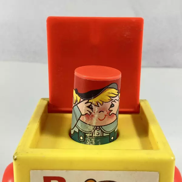 Vintage 1970 Fisher Price Peek-a-Boo Block Pull Toy ABC 760 Works