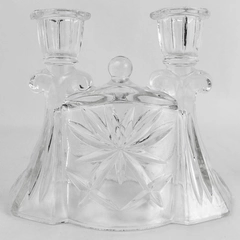 Anchor Hocking Vintage Star of David Double Candle Holder - Pre-owned with Chips