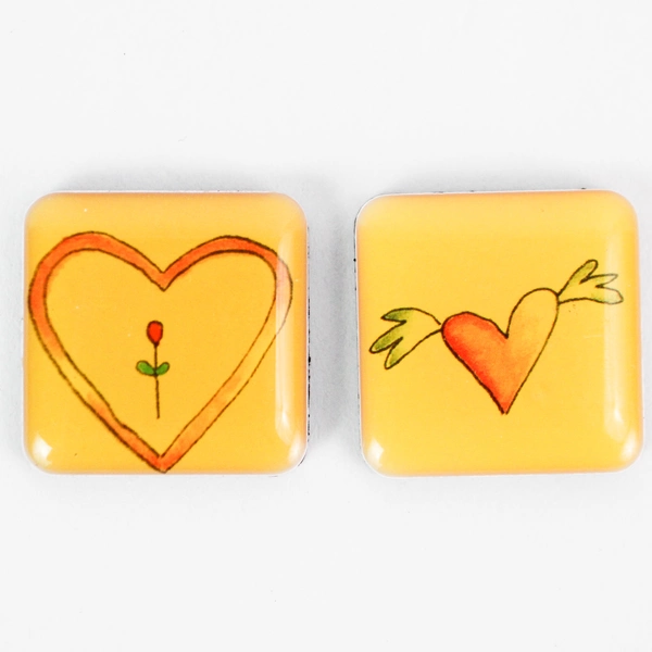 Lot of 5 Charming Rectangular Refrigerator Magnets with Illustrations