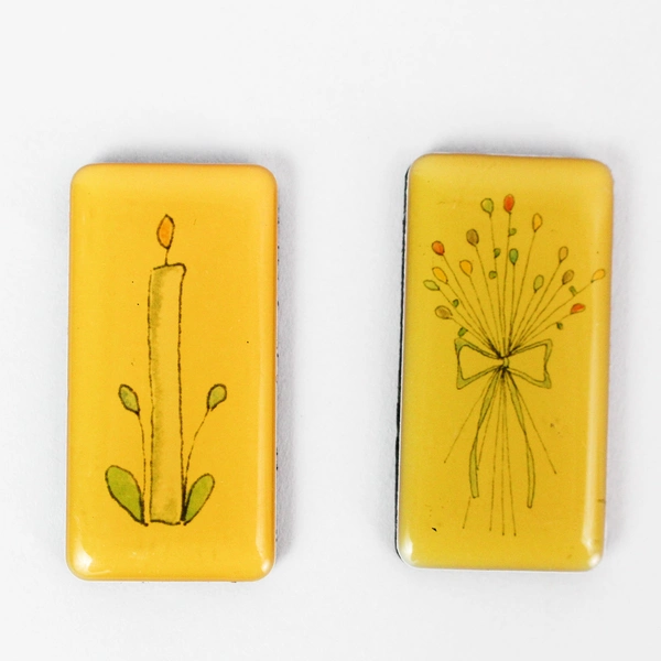 Lot of 5 Charming Rectangular Refrigerator Magnets with Illustrations