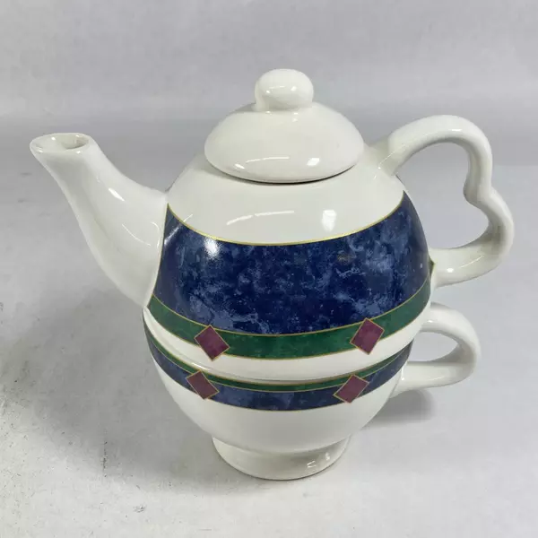Pfaltzgraff Amalfi Classic Ceramic Tea for One Teapot & Cup Set - Pre-Owned