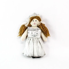 Vintage Plaid Pocket Princess Pilar Doll 11.5" with Silver Ballroom Gown