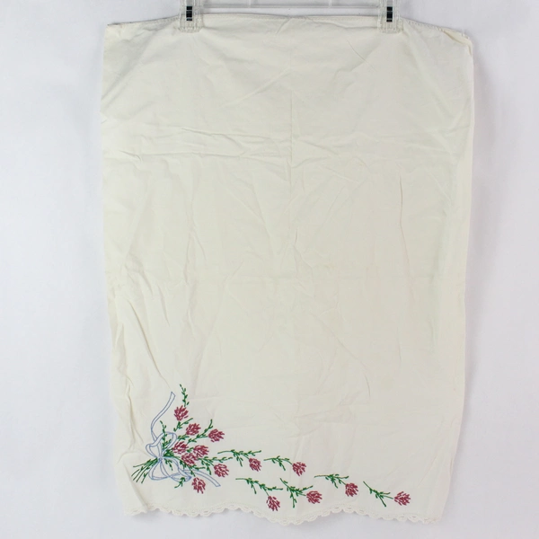 VTG Purple Flower Embroidered Queen Pillowcases - Pre-Owned, Flawed