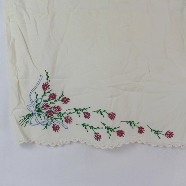 VTG Purple Flower Embroidered Queen Pillowcases - Pre-Owned, Flawed