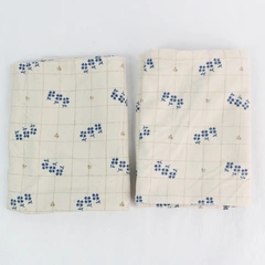 Set of 2 Beige Flannel Pillowcases with Flower Pattern, Flawed DIY Fabric