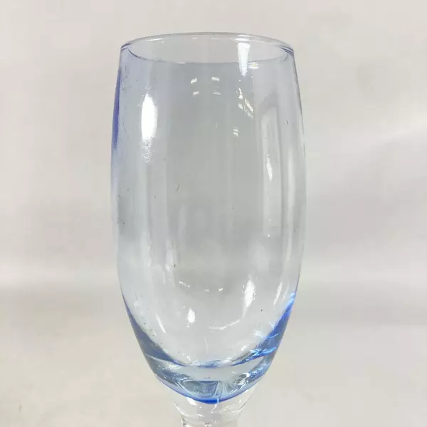Hand Blown Blue Tinted Champagne Flute with Spiral Stem & Base, 9.25"