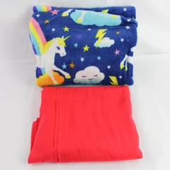 2 Piece Lot of Flannel & Unicorn Fleece Fabric for DIY Craft Projects