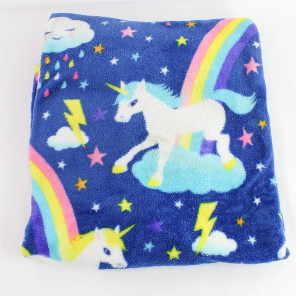 2 Piece Lot of Flannel & Unicorn Fleece Fabric for DIY Craft Projects