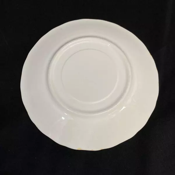 Porcelain Tea Cup & Saucer Set White Gold Trim Yellow Flowers - Collectible