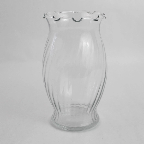 Set of 2 Vintage Ruffled Ribbed Flower Vases 6.5" Home Decor