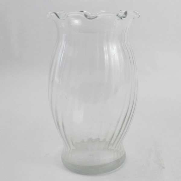 Set of 2 Vintage Ruffled Ribbed Flower Vases 6.5" Home Decor