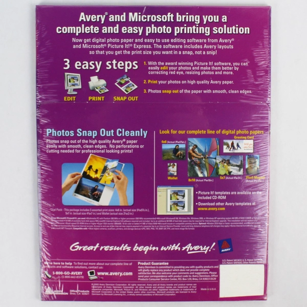 Avery Digital Photo Paper & Microsoft Picture It! Trial Pack - Unopened