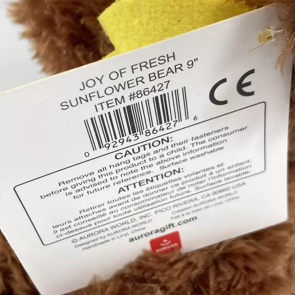 Aurora Joy of Fresh Sunflower Teddy Bear 7.5" Plush Stuffed Animal Tagged