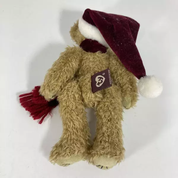 1993 Ty Beanie Buddies Christmas Bear with Burgundy Hat & Scarf 8.5"