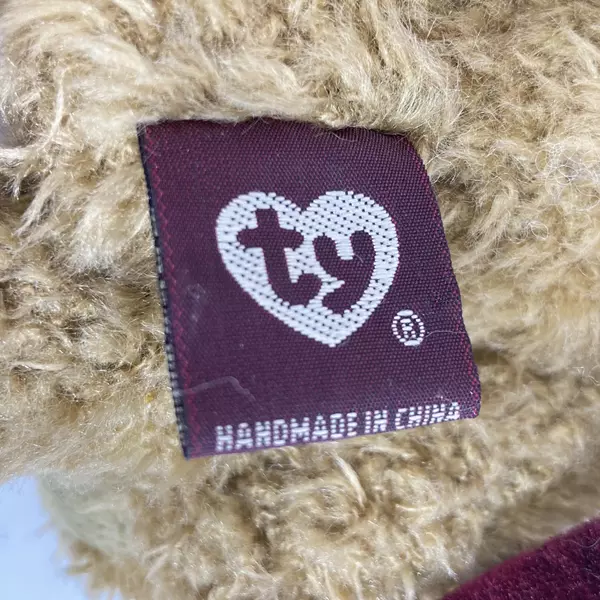 1993 Ty Beanie Buddies Christmas Bear with Burgundy Hat & Scarf 8.5"