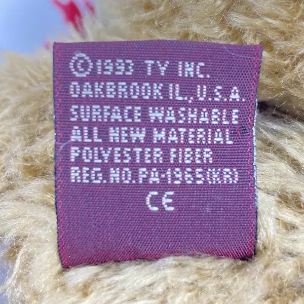 1993 Ty Beanie Buddies Christmas Bear with Burgundy Hat & Scarf 8.5"