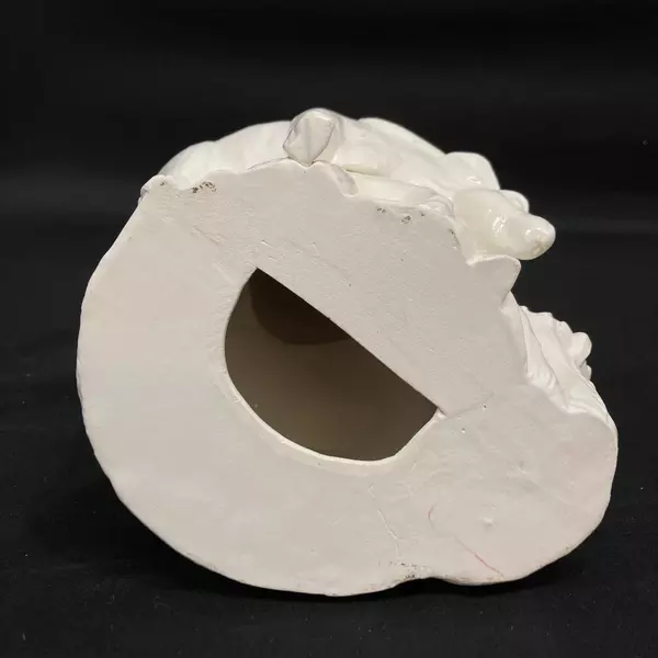 White Ceramic Santa & Reindeer Figurine 11" - Holiday Décor - Good Condition