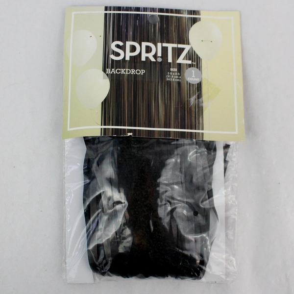 Lot of 4 Spritz Black Iridescent Fringe Curtain Backdrops 3' x 8' New