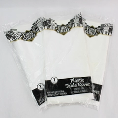 Lot of 3 First Street White Rectangle Table Covers - Reusable Plastic