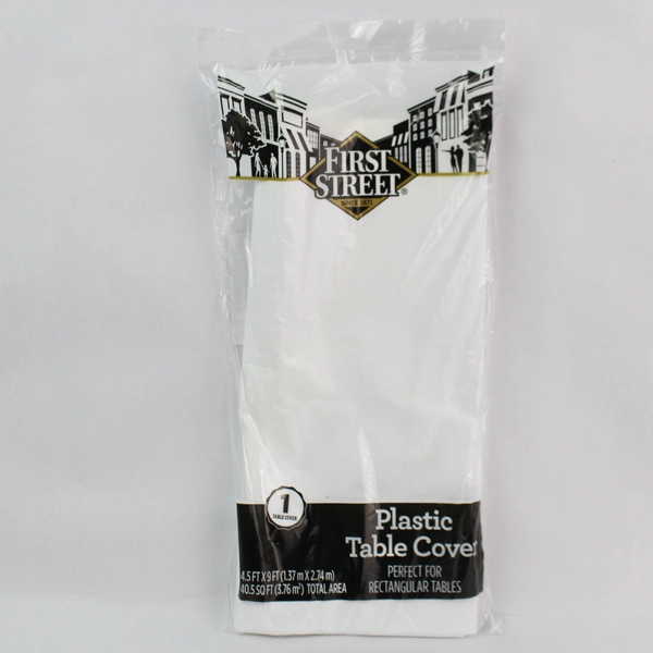Lot of 3 First Street White Rectangle Table Covers - Reusable Plastic