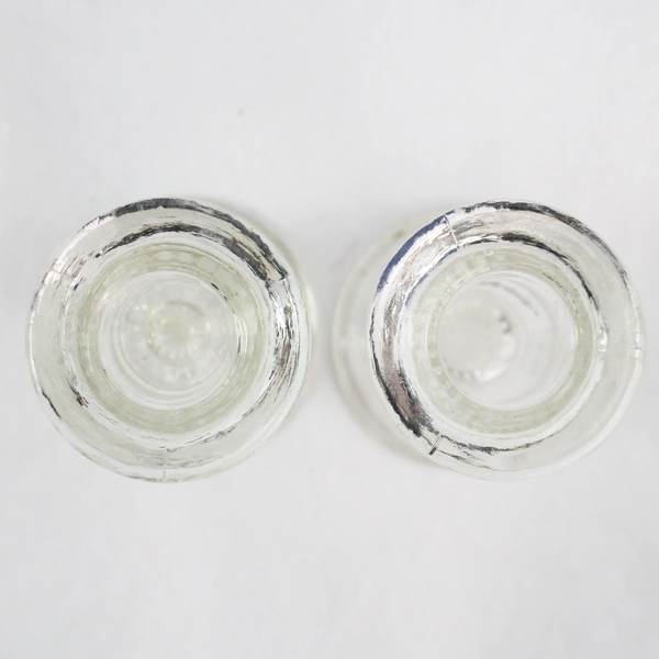 Set of 2 Clear Glass Ribbed Taper Candle Holders 2.5" - Home Decor