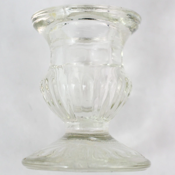 Set of 2 Clear Glass Ribbed Taper Candle Holders 2.5" - Home Decor