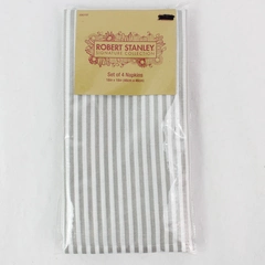 Set of 4 Robert Stanley Gray & White Stripe Napkins 18" x 18" - New!