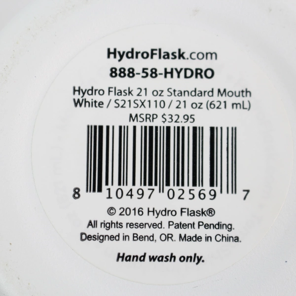 Hydro Flask 21 Oz Insulated Stainless Steel Bottle White - Good Condition